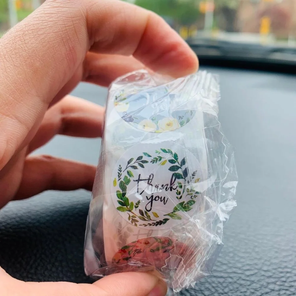 Multi Floral Pattern Thank You Stickers 500